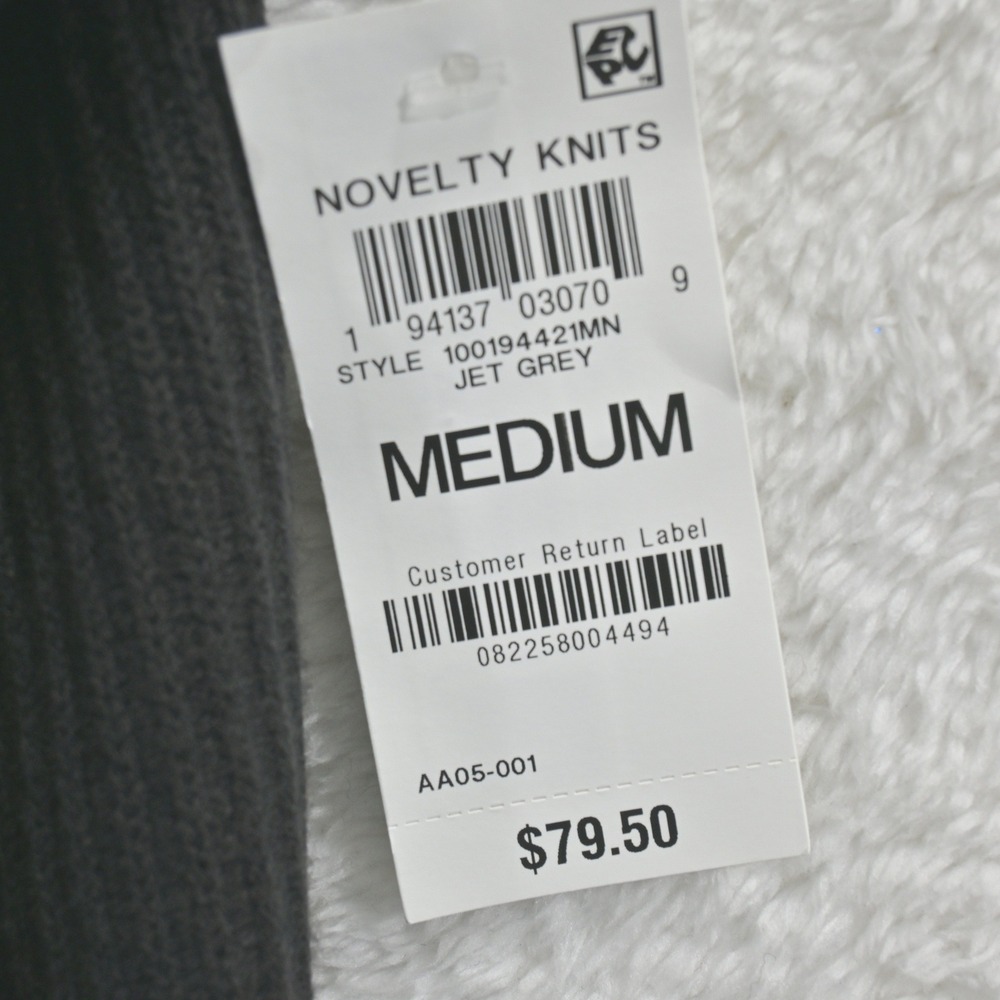 Mode of One Mens Jet Grey Ribbed Novelty Knit Button Front Jacket Medium NEW - Picture 2 of 7